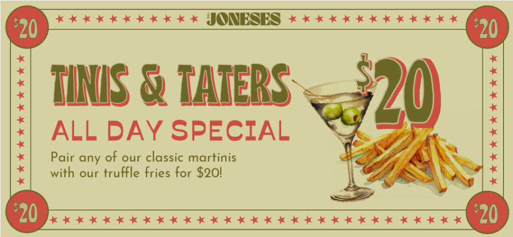 Joneses Tinis Taters decorative banner